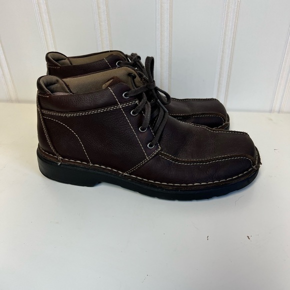 Clark's Gerrard Brown Leather Ankle Boots Size 8 Men's - Picture 1 of 7